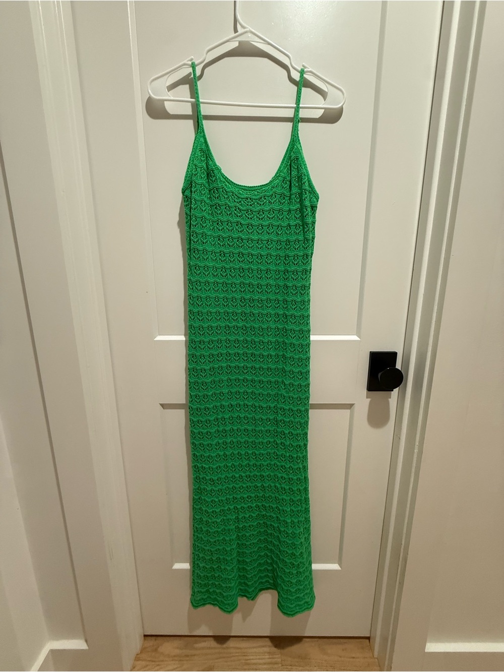 Vici Bright Green Crochet Maxi Slip Dress